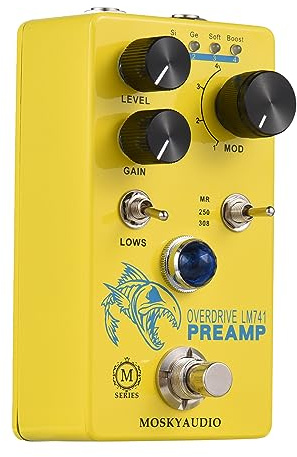 FUNFANG Pedal de efecto de guitarra de distorsión/sobremarcha/preamplificador, pedal de efecto combinado, preamplificador, pedal de efecto de guitarra, pedal de efecto múltiple, distorsión, pedal de