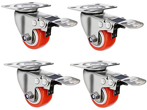 MUCSAH Roulettes À Plaques, 4 Roulettes Lourdes Roues À Plaques Fixes 1,5 Pouces 40Mm Industriel Silent Nylon Trolley Remplacement Transport Pied Roue Table Pivotante Universelle Chaise Armoire Avec F