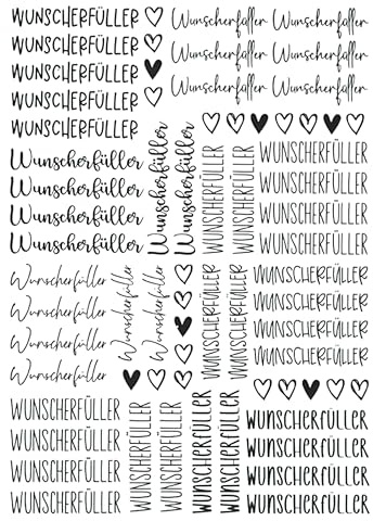 Fräulein Lotti | Wasserschiebefolie fuer Kerzen - Thema: Wunscherfüller A5 für Baumkerzen | Tattoofolie | schwarz