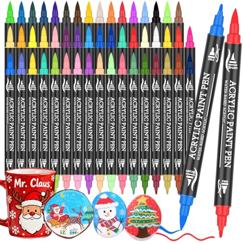 Bonala 50 Colours Dual Tip Acrylic Paint Marker Set, Premium Acrylic Paint Pens for Rock Painting, Wood, Plastic, Fabric Painting, Egg, Canvas, Ceramic, Fabric, leather and DIY Crafts