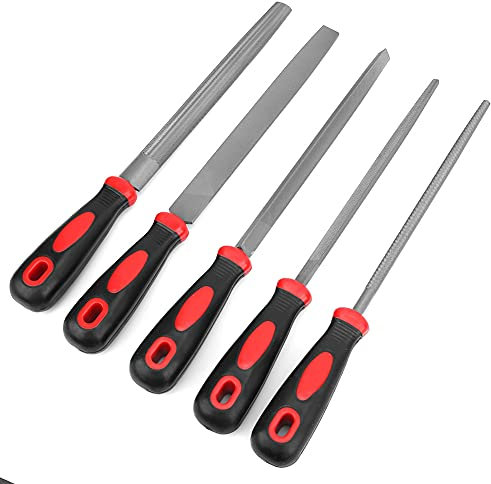 5-teiliges Feilen-Set, Metallfeilen, Raspeln, Nadelfeilen, Holzbearbeitungs-Handwerkzeuge (Flache Feile, halbrunde Feile, quadratische Feile)
