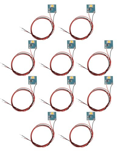 OTOTEC 10pcs 12v LED Light Board Model Railway Building Interior Lighting Warm White LED Compatible with Hornby OO HO Model With Wire