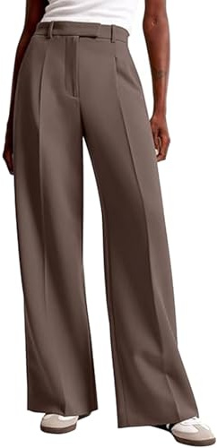 Beokeuioe Stoffhose Anzughose Damen Elegant Locker Palazzo Hose Gerade Bein Sommerhosen Bequeme Weite Businesshosen Freizeithose Lässig Locker Leichte Dehnbar Lounge Hosen Mit Taschen