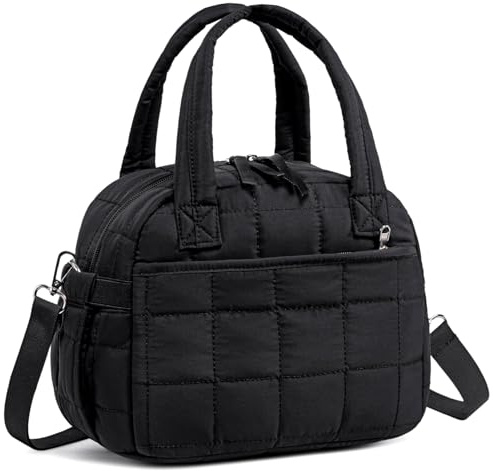 LEDAOU isolierte Lunch-Box Frauen wiederverwendbare Lunch-Tasche Cord Mittagessen Tote Handtaschen auslaufsichere thermische Kühler kühltasche klein (Bastierte schwarz)