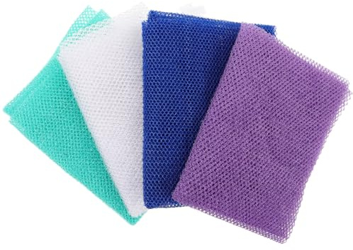 FOYTOKI 4pcs Exfoliating Body Washcloth and Sauna Towel Set, 30x80cm Long Mesh Shower Scrub Cloth for Deep Skin Cleaning and Back Exfoliation, Suitable for Men and Women Bath Use