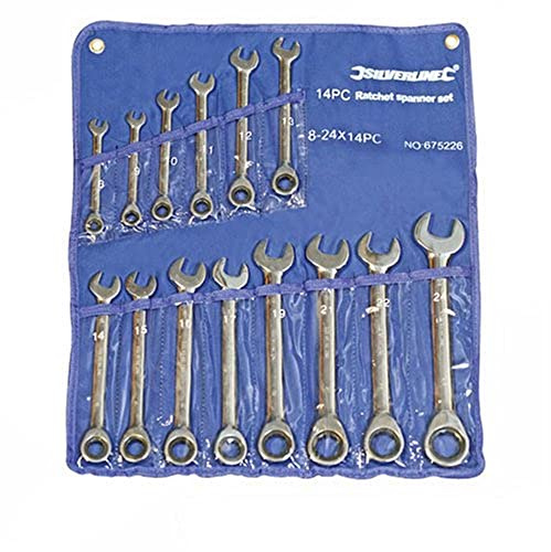 Silverline 675226 Fixed Head Ratchet Spanner Set 14pce 8 - 24 mm