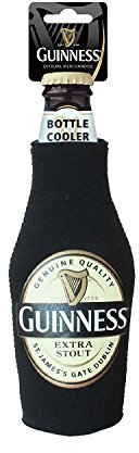 Offizielles Guinness-Produkt, Flaschenkühler mit Etikett - Schwarz, Bierflaschenkühler, One Size