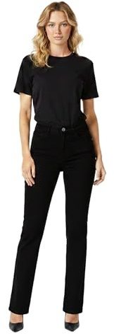 ESRA Damen Hose Straight Leg Hose High-Waist Damen Regular Stretch Stoffhose Business-Hose bis Übergröße Große Größe T101