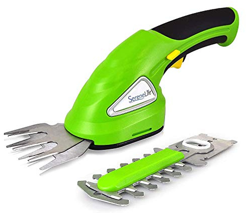SereneLife Cordless Hedge Trimmer Handheld Grass Cutter Shears Electric Shrub Trimmer with 3.6V Rechargeable Battery, 2-in-1 System Lightweight and Portable Ideal for Lawns and Gardens