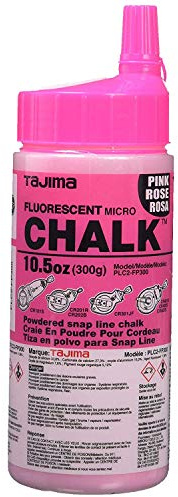 TAJIMA Micro Chalk - Fluorescent Pink 10.5 oz (300g) Ultra-Fine Snap-Line Chalk with Durable Bottle & Easy-Fill Nozzle - PLC2-FP300