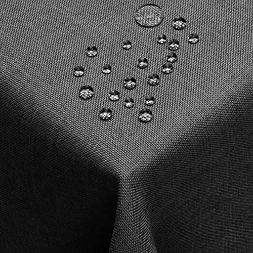 DecoHomeTextil Leinen Optik Tischdecke, Rechteckig 110 x 180 cm Grau Anthrazit, wasserabweisend, fleckenabweisend, abwaschbar, Lotuseffekt, bügelfrei