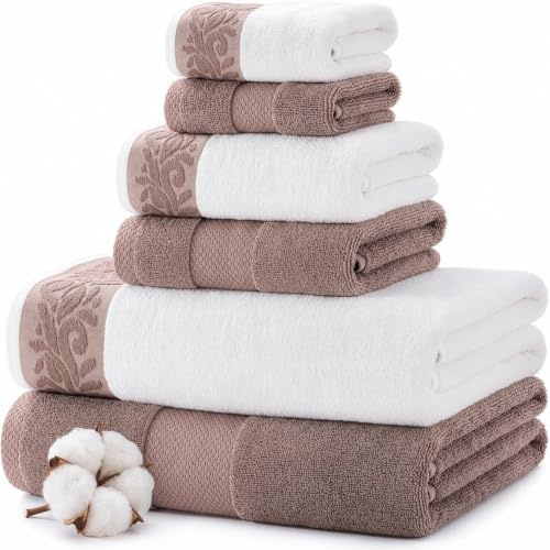Modern Threads 600 g/m² 6-teiliges Handtuch-Set mit Filgree Jacquard Bordüre Rose