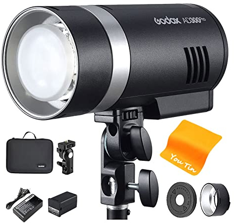 Godox AD300 Pro AD300Pro Outdoor Studio Strobe Flash, 300W TTL HSS 1/8000s, 0.01-1.5s Recycle, 320 Full Power Flashes, 12W Modeling Lamp for Canon Sony Nikon Fuji Olympus Panasonic
