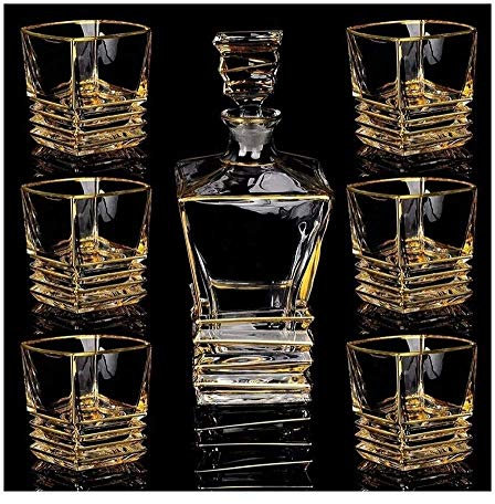 Conjunto de decantores Wine Decanter Crystal Wine Decanter and Glasses Set Tumbler Plante CRISTAL FREE CON 6 CUP DE CRISTAL DE CRISTAL PARA ESPIROS BOURBON O SCOQUY CAJA DE REGALO DE REGALO CAJA DE RE