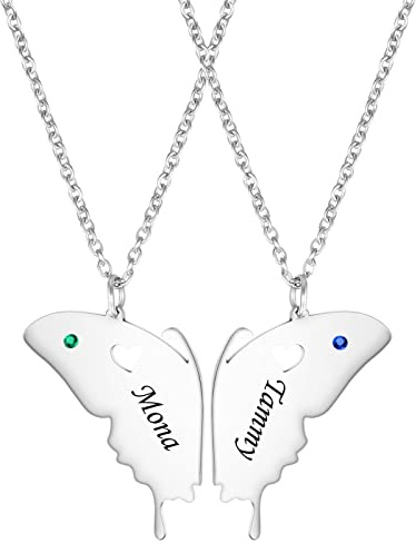 HooAMI Freundschaftskette, Personalisierte Freundschaftsketten mit Angehender Name Gravur BFF Ketten für 2 Mädchen