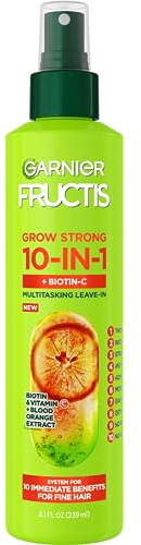 Garnier Fructis Grow Strong Thickening 10-in-1 Spray, Biotin-C, 8.1 Fl Oz, 1 Count (Packaging May Vary)
