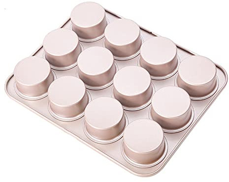 CANDeal Moldes Antiadherentes Para Hornear Pasteles De Magdalenas, Molde De Disco Redondo Grande/bandeja De Magdalenas Inglesas Para Pastel De Hamburguesa, Tarta De Natillas, Tarta De Huevo