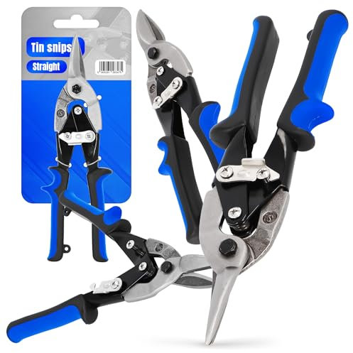 Blechschere Metallschere 10'' Gerade Stahl Metallschneider Geradens Gebogen Blechbearbeitung Hochleistungsschere Blech Schneiden Ergonomische Griffe Universalschere