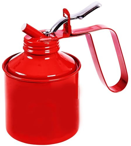 Traditional 1 Pint 0.56 litre Oil Can RED Flexible Spout Push Trigger DIY Workshop Garage Professional Mechanic Tools & Equipment Oiler UK FREE P&P