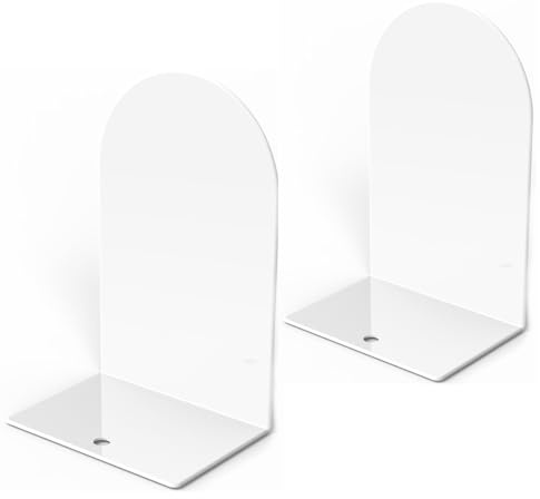 2 sujetalibros, sujetalibros, tapón de libros, organizador de libros, sujetalibros de metal para estantes, topes de libros blancos para estantes, tapón de libro para libros pesados, soporte para