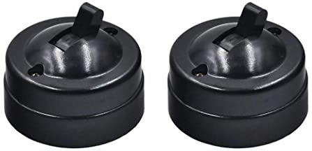 Retro Single Control Switch, 2PCS Surface Mounted Wall Round Flat Toggle Switch Black, Old-Fashioned Flat Toggle Switch, Mounted Wall Light Switch for Home