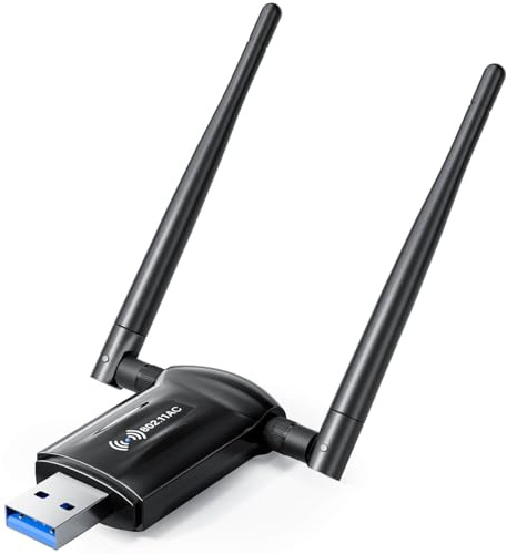 USB WiFi Adapter for Desktop PC - 1300Mbps Wi-Fi 5G 2.4G USB 3.0 Wireless Adapter with WiFi Antenna for Win11/10/7 WiFi Dongle for Desktop PC Laptop Internet Network Wi-Fi Card