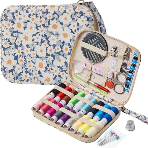 87 PCS Daisy Travel Printing Sewing Kit for Adults