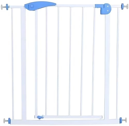 Zanbeel Baby Safety Gate Pet Dog Barrier Auto Close Stair Gate Pressure Fit Child Gate for Stairs & Doorways Easy Install Toddler & Pet Safety Gate (White,Blue 70-75 cm)