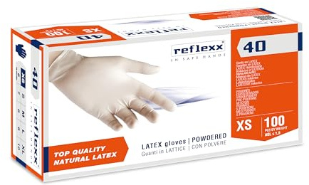 Reflexx R40, Gepuderte Latexhandschuhe, Größe XS, Bianco, 100 Stück