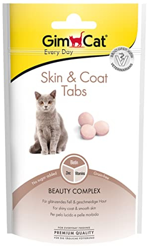 GimCat Skin & Coat-tabletter - Funktionella kattsnacks bidrar till en förbättrad päls och hud - 8 st-förpackning (8 x 40 g)
