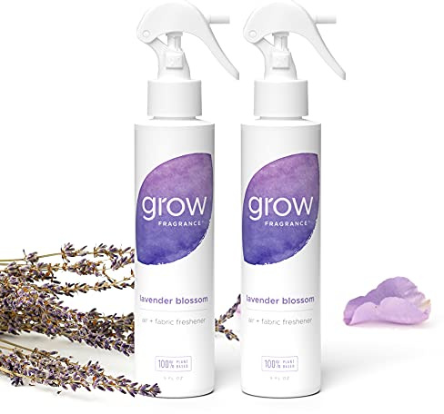 Grow Fragrance Scented Fabric and Room Air Freshener Spray - Certified Non-Toxic, 100% Plant-Based Essential Oils - 5 oz (Lavender Blossom 2-Pack)