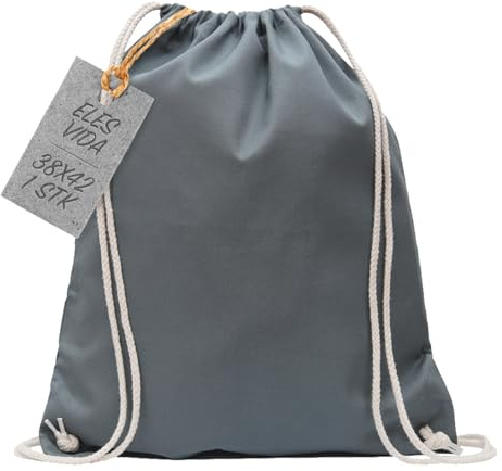 ELES VIDA Baumwoll Turnbeutel 1 Stück 38 x 42 cm Sportbeutel - Rucksack Stofftasche Bag, Beutel, Baumwollbeutel, Jutebeutel Oeko-TEX® geprüft Stoffbeutel Damen & Herren, Kinder Gym Sack zum bemalen
