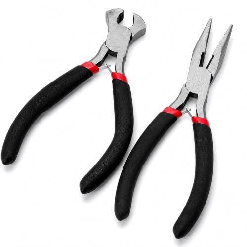 Milisten 2er Zangenset mit Spitzzange und Endschneider für DIY-Reparaturen | Kompakte Bauform, Ummantelte Griffe, Präzises Greifen und Schneiden, Für Schmuck-, Reißverschluss- und Elektronikarbeiten