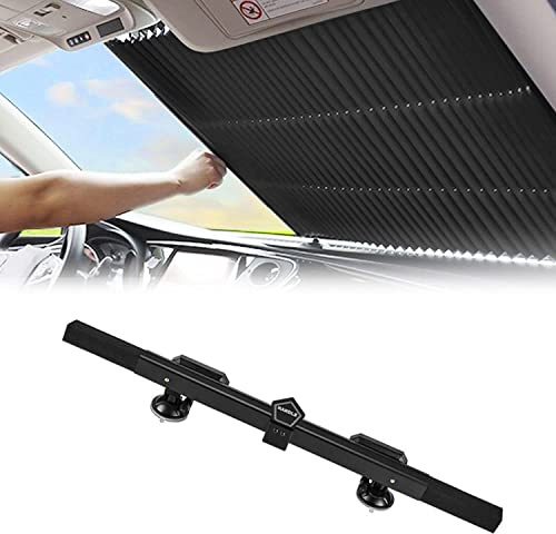 YOUXIU Sonnenschutz Auto Frontscheibe Faltbare Sonnenblende, Automatische Einziehbare Auto Windschutzscheibe Visor, Shutter Typ Fenster Sun Shades Rollos für Auto Frontscheibe und Heckscheibe