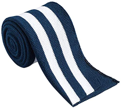 Zierstoff einfach nähen Strickbündchen, gefaltete Collegebündchen in Blau mit weißen Streifen, 135 cm, Marine