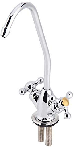 Dual-Handle Kitchen Water Filter Tap, Ceramic Valve, Quiet | 360° Swivel Spout, Quiet Drain, 1/4 Tube, Fits RO/Undersinks, 304 Stainless Rustproof, Kitchen Uses
