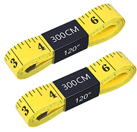 Alinana 2 Stück - Doppelseitiges Maßband Körper, 120 Zoll/300cm Schneidermaßband, Weiches Maßband zur Heimvermessung von Brust und Taille