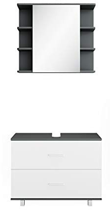 Vicco Badmöbel-Set Ilias, Weiß/Anthrazit, 80.2 cm