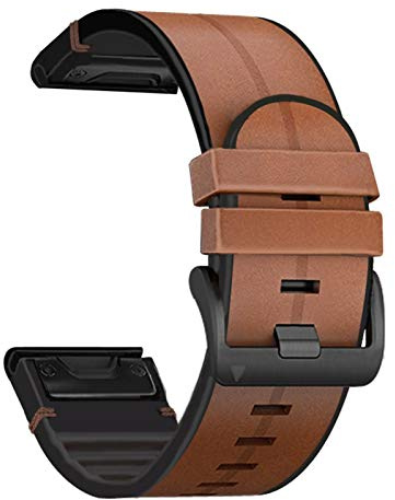 YOOSIDE 26 mm äkta läderarmband för Garmin Fenix 8/epix Pro (51 mm), äkta läder + silikon svettbeständigt ersättningsarmband klockarmband för Enduro/Instinct 2X/Tactic 7 Pro/Fenix 7X/6X/5X, QuickFit