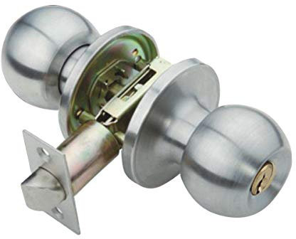 Ruspela Pomo de Puerta Exterior con Cerradura Redonda, Pomo de puerta con llave para interior con llave