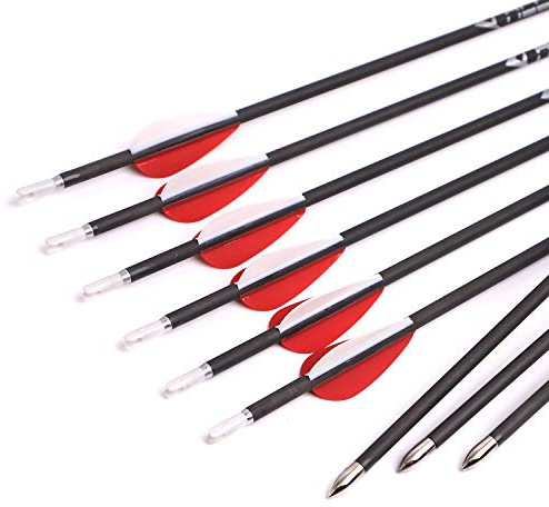ACCMOS 12 Stück 29 Zoll Carbonpfeil Spine 900 1000 1300 1800 ID 4,2 mm Targeting Arrows, für Recurve-Bogen Compoundbogen Jagd oder Bogenschießen Praxis