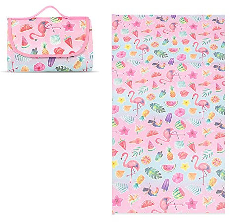 DOTBUY-SHOP Picknickdecke Wasserdicht, Campingdecke Stranddecke Maschinenwaschbar Faltbar Kinder Picknickmatte, für Outdoor Garten,Strand, Campen, Wandern und Ausflüge (200x200cm,Flamingo)