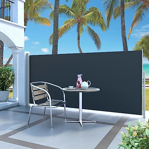Ausziehbare Seitenmarkise 140 x 300 cm, Schwarz, Artikelfarbe: Grün, Grau, Schwarz
