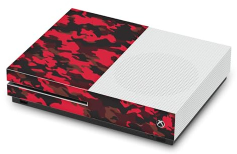Head Case Designs Rotes Camo Tarnung Vinyl Haut Gaming Aufkleber Abziehbild Abdeckung kompatibel mit Xbox One S Console