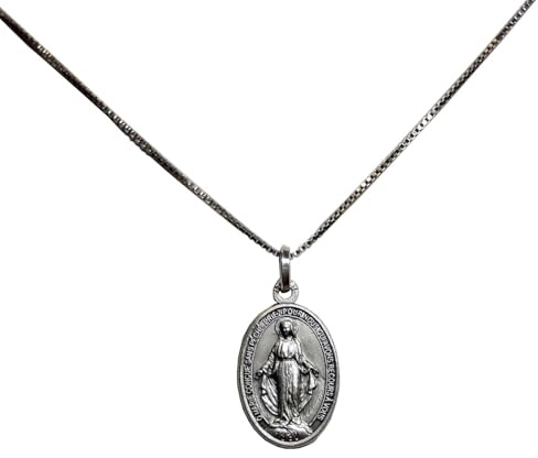 I G J LA MÉDAILLE MIRACULEUSE EN ARGENT MASSIF 925 AVEC CHAÎNE - L'ORIGINALE - 100% MADE IN ITALY - LES MÉDAILLES DES SAINTS PATRONS