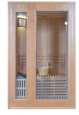 Bagno Italia Sauna finlandesa con estufa Sawo 120x110 cm estructura de madera canadiense y puerta de cristal