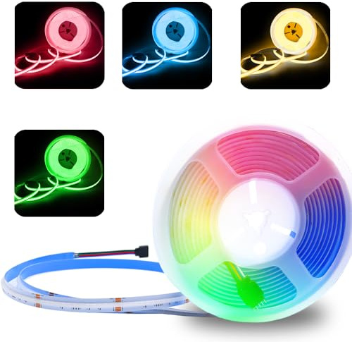 Lam(MS)pen 24V COB Striscia LED RGBW, 5m 784LEDs/m LED Striscia RGB+Bianco caldo dimmerabile Flessibile Multicolore luce Alta Luminosità Luci Nastro COB Strip per Feste, Decorazioni per la casa