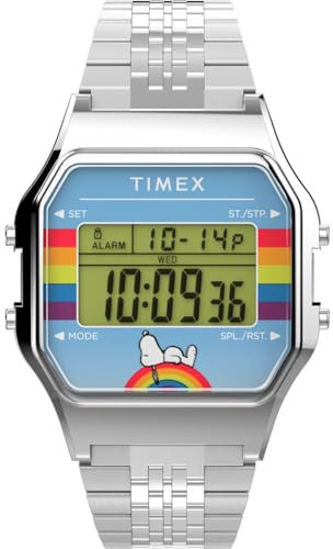 Timex Unisex Digital Quartz Watch with a Stainless Steel Strap Peanuts 80