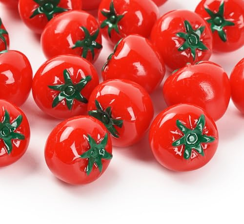 HUIANER 20PCS Artificial Tomatoes Resin Simulation Tomatoes Mini Cherry Tomatoes For Home House Grocery Photography Party Decoration