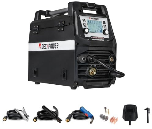 Decapower Poste à Souder MIG MAG Sinergy MMA LIFT DC TIG 4 en 1 sans gaz avec gaz Argon Co2 Soudure 200A Soudage de l'aluminium Équipement de soudage SPOOL GUN (XTRAMIG-200 SD PACKAGE 1)